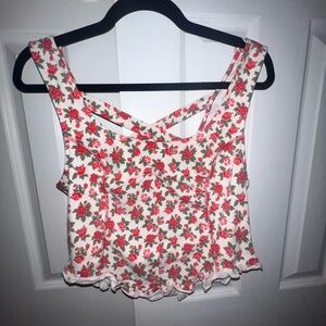 Free People Floral Sleeveless Top - Red and White